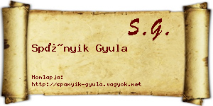 Spányik Gyula névjegykártya
