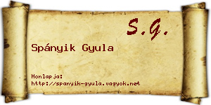 Spányik Gyula névjegykártya